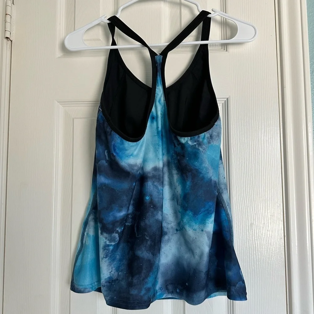 New Balance Blue Celestial Racer Back Tank Top size large Made in USA - Picture 2 of 4